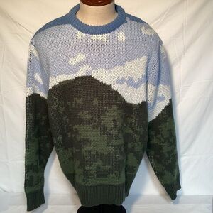 WESC Leon Yangmine Scenic Landscape Sweater - Blue and Green Men’s XXL Unisex